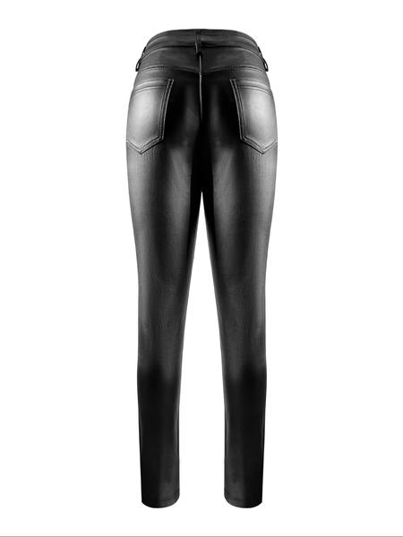 NVFelix Womens High Waisted Stretch Lined with Velvet Faux Leather Pants PU Coated Legging Juniors