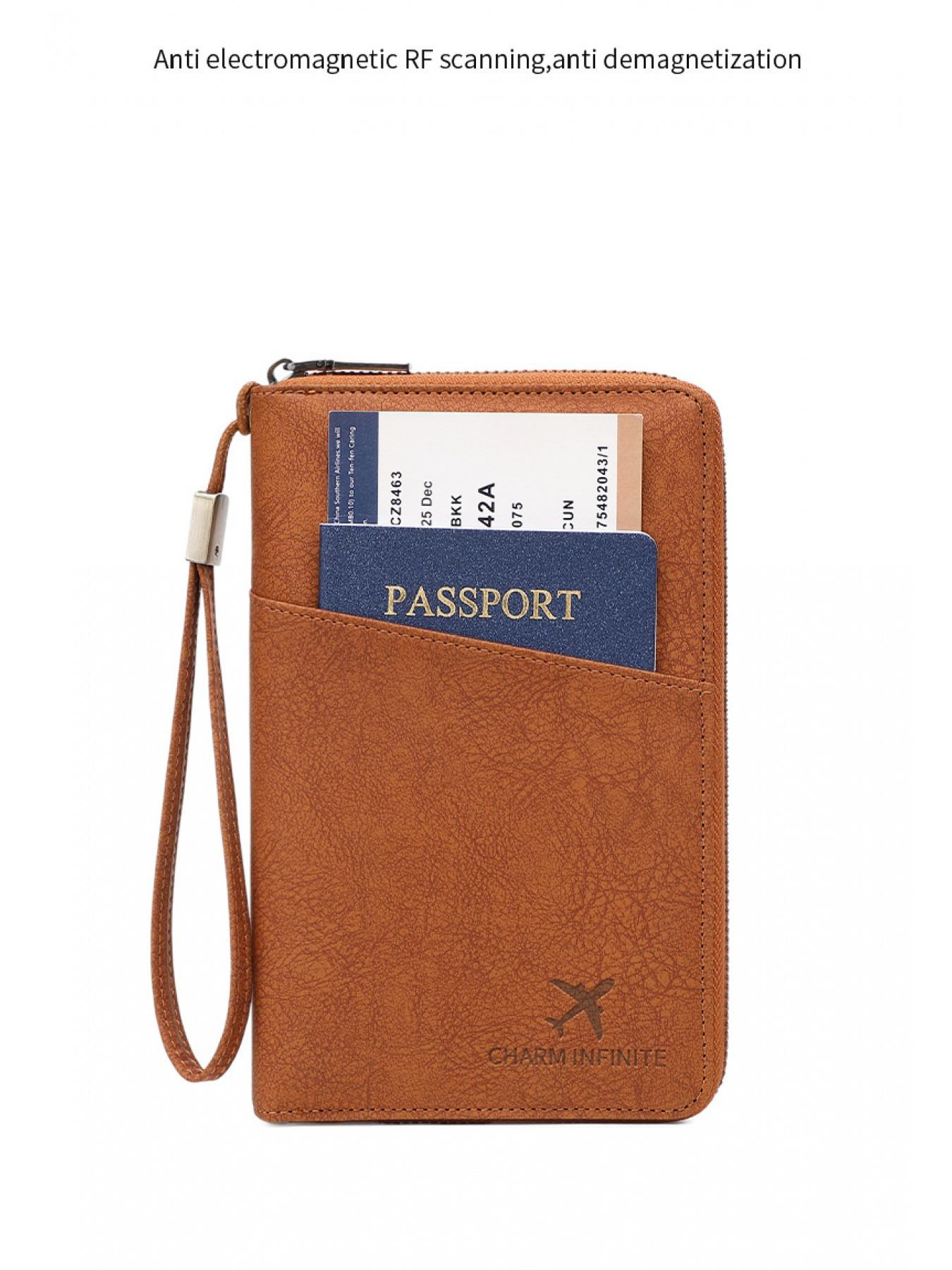 Multi-Functional Travel Document Organizer - RFID Blocking Long Zippered Passport Wallet, Passport Cover, Ticket & ID Storage Bag, Travel Document Holder