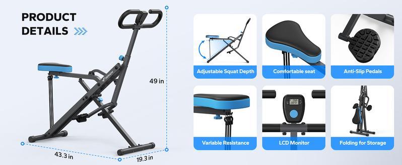 MERACH Squat Machine, 2 in 1 Squat Rowing Machine, Easy Setup & Foldable Exercise Equipment, Glute Trainer Machine,Glutes & Leg Home Workout , Machine Adjustable Stair Stepper, affordable gym, adjustable workout equipment, Christmas gift