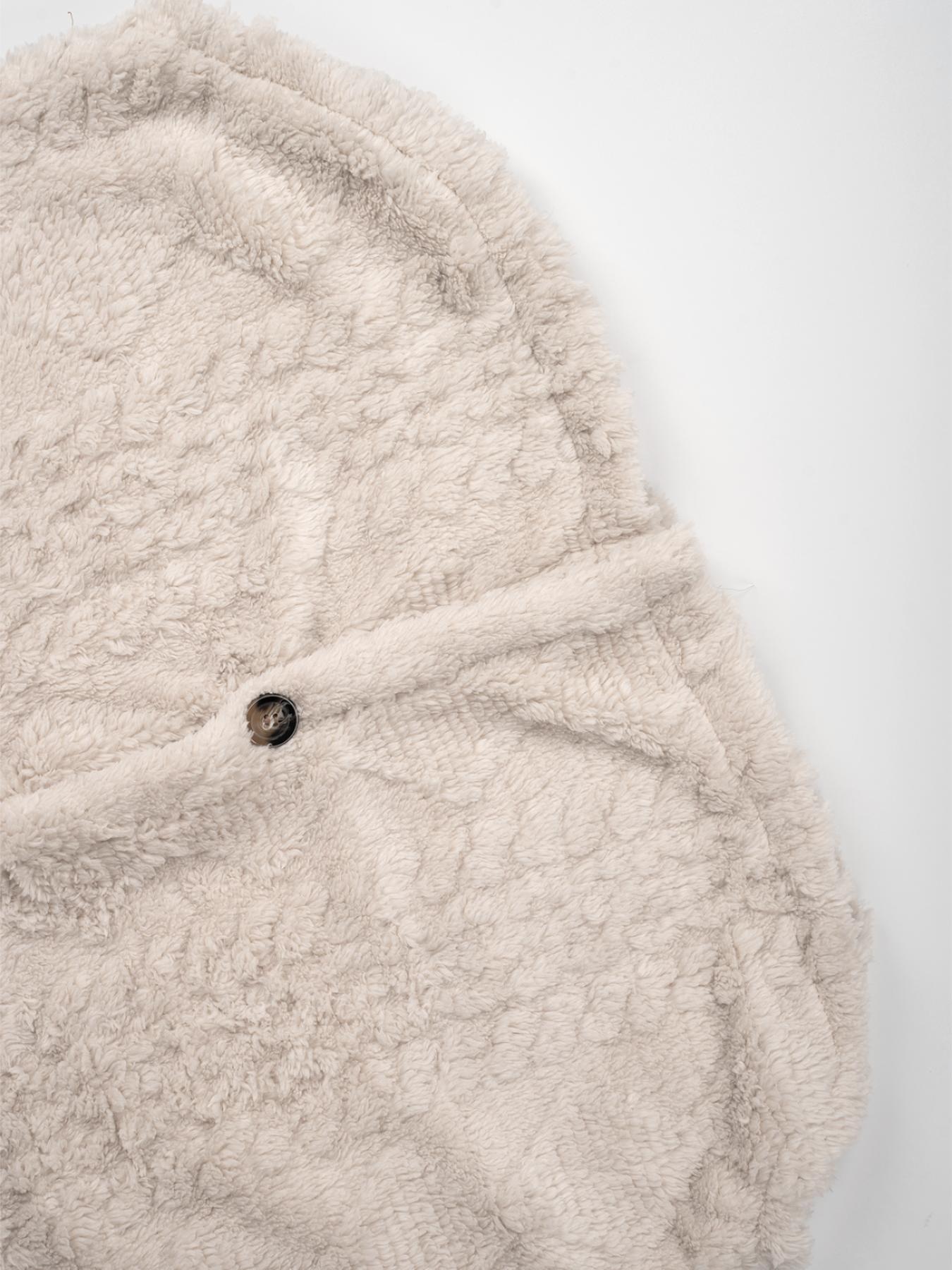 Women's Fall Winter Warm Hooded Plush Jacket, Soft Textured Button Front Coat, Casual Loose Fit Outerwear for Daily Wear