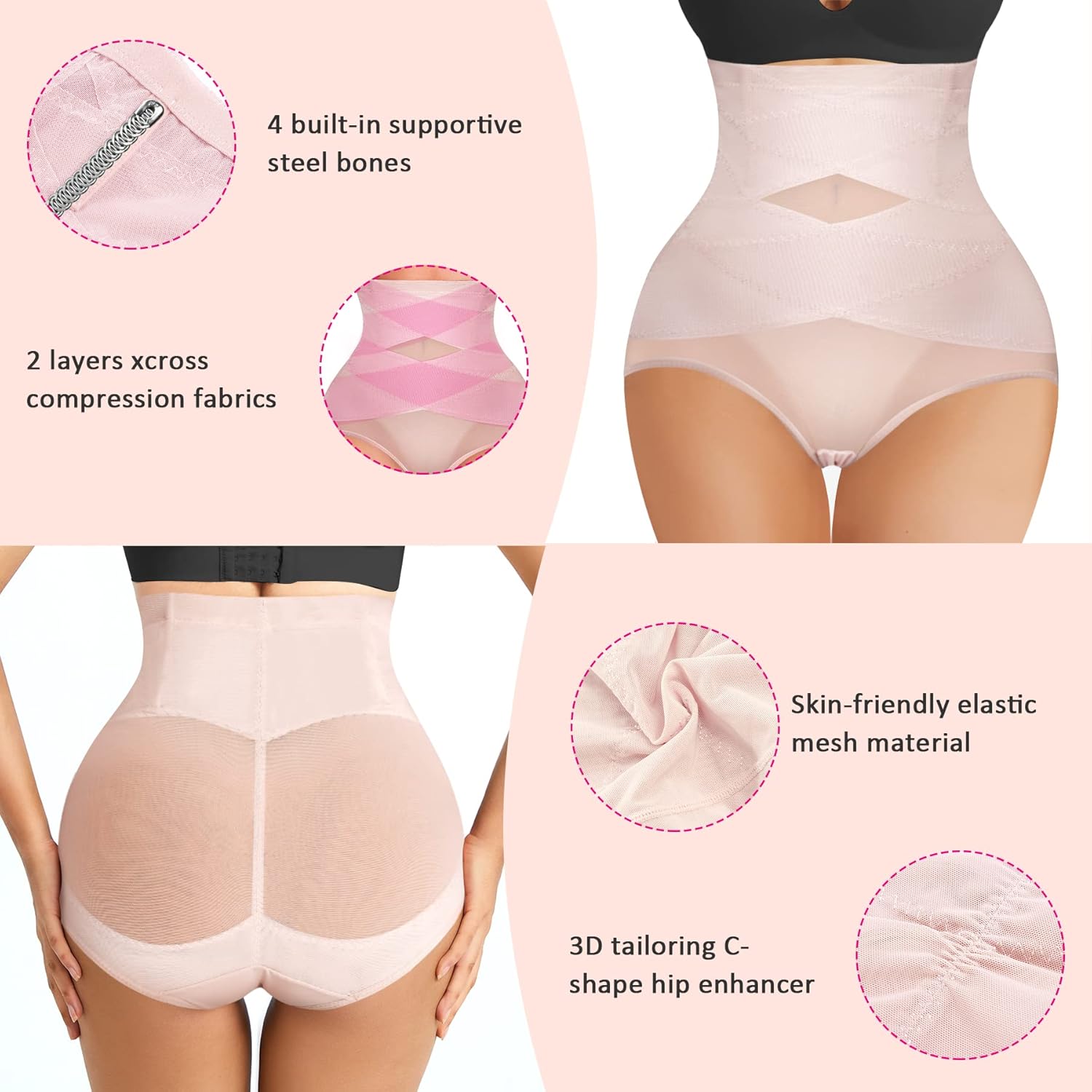 Women Shapewear Tummy Control High Waist Body Shaper Waist Cincher Stomach Shapewear Briefs