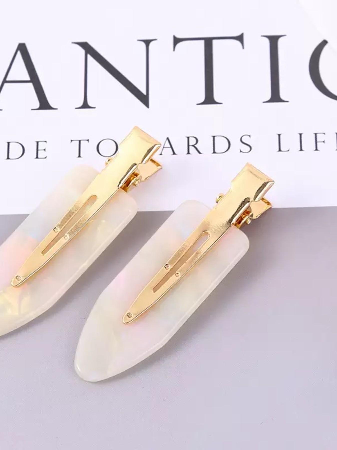 Dmk No Bend Hair Clips, Fold-Resistant Duckbill Clip, Crocodile Skin Hairpin, Salon Hairstyling, Front Bangs, Girl Makeup, 2 Pieces Set