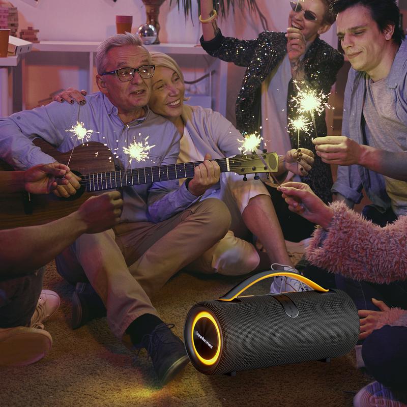 Lewinner Bluetooth Wireless Speaker, Listen to 150 Songs Continuously Without Stopping, TWS Pairing | 60W Dual Speakers | IPX5 Waterproof | Portable | Bass-Free Stereo Audio | RGB Lights | Outdoor | Christmas Gift | Smartphone Connectivity