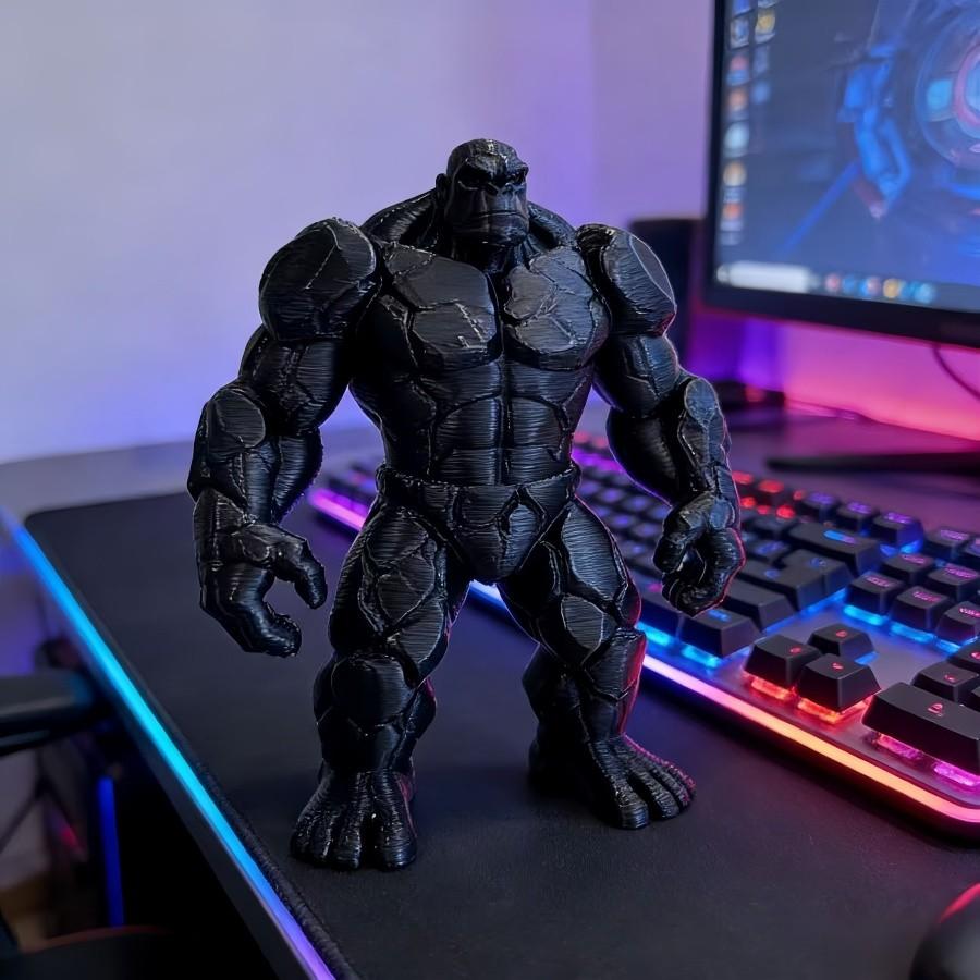 3D printed stone-textured gorilla statue, a modern minimalist decorative ornament, available in black/grey styles, perfect for home, office desk, or bookshelf accents. An ideal birthday/anniversary/party/halloween/christmas gift for gorilla enthusiasts an