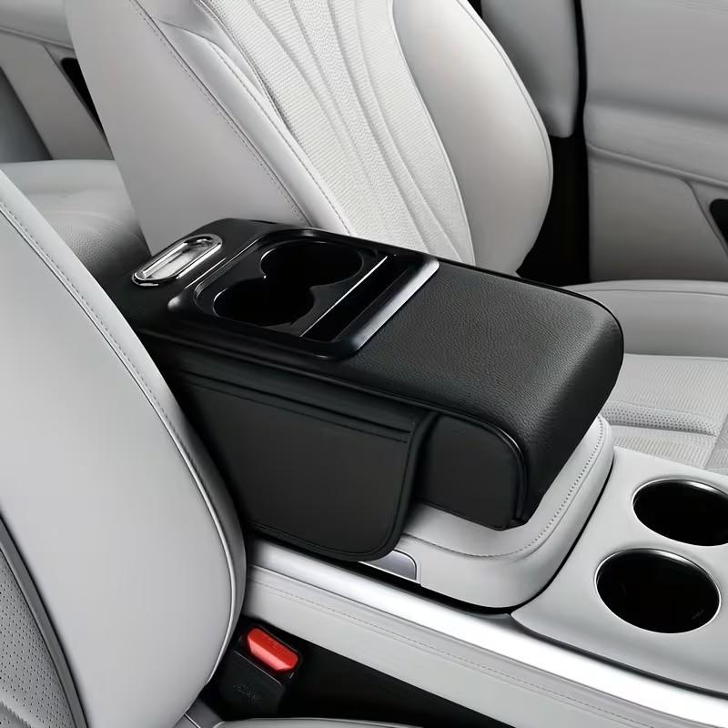 Car Multi-Functional Armrest Box Pad, Expandable Storage Box, Fits Most Car Models, with Cup Holder & Phone Slot, Multifunctional Car Organizer
