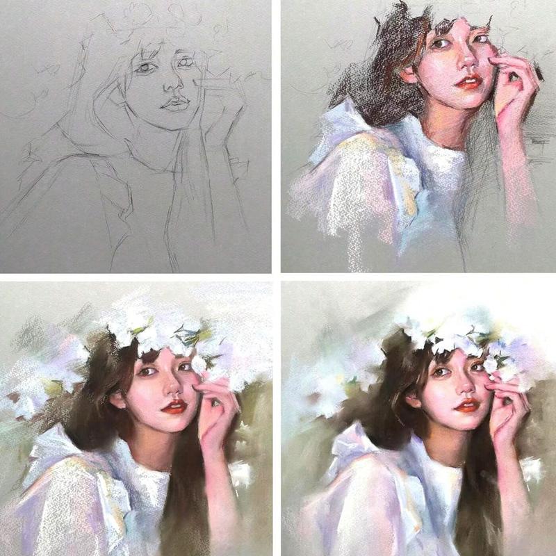 Soft Pastel Colored Charcoal Pencil Set, 50/72pcs Colored Pencil with Tin Box, Shading Pencil for Beginners & Pro Artists