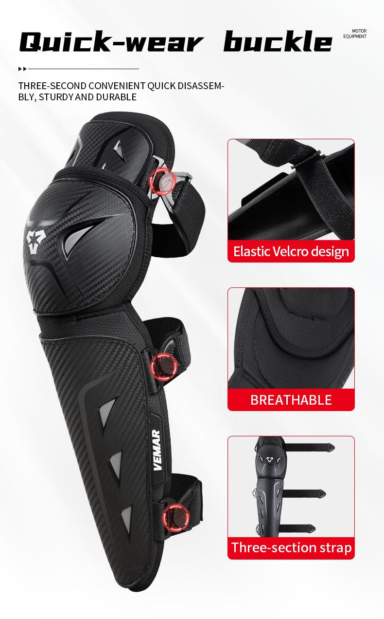Vemar 4-Piece/Set Motorcycle Knee and Elbow Pads Set, Long Protective Gear for Cycling, Unisex Elbow Guards Knee Protector for Safety Motorbike Riding