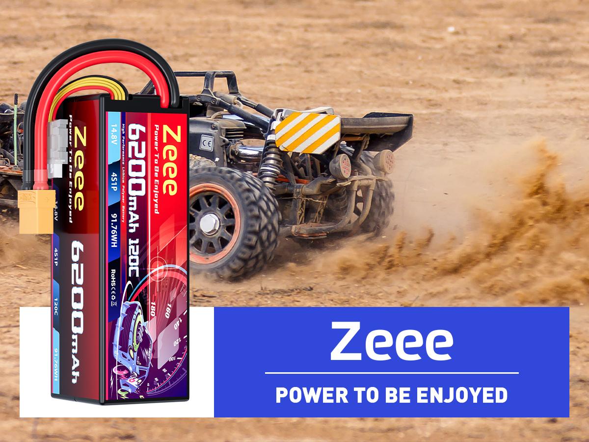 Zeee 4S Lipo Battery 6200mAh 14.8V 120C with XT90 Connector Hard Case RC Battery for Car Truck Tank RC Buggy Truggy RC Models(2 Pack) Traxxas 3-Cell High-Capacity Lipo Battery sledge  belted