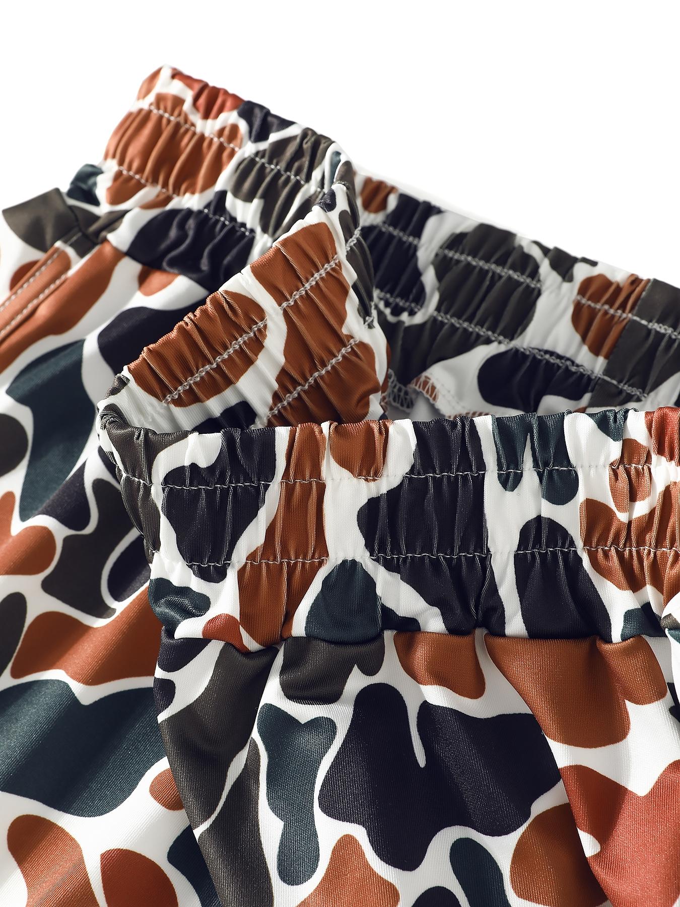 Women's Camo Print Adjustable Elastic Waist Shorts, Casual Comfy Breathable Shorts for Daily Wear, Ladies Bottoms for All Seasons