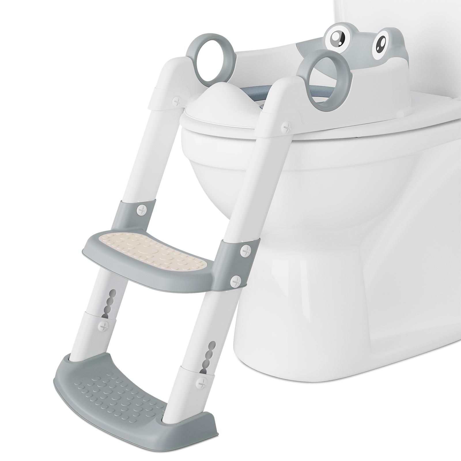 Potty Training Seat with Step Stool Ladder for Toddlers as a Potty Training Toilet Anti-Slip Safe Pads Adjustable Height Legs