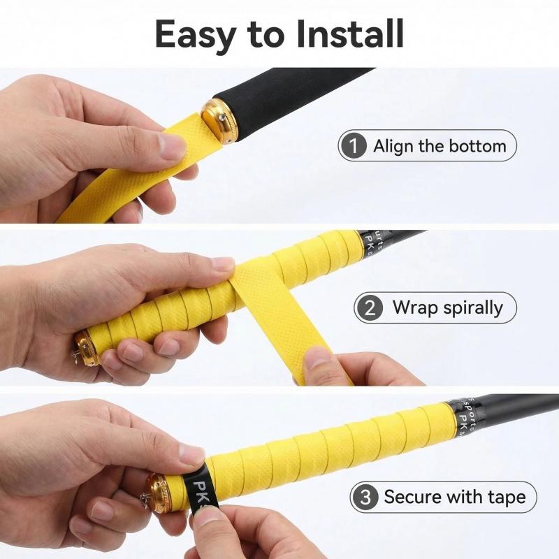 2-Pack Non-Slip Sports Grip Tape - Multifunctional Elastic Sweat-Absorbent Wrapping Tape for Tennis Rackets/Bicycle Handlebars/Badminton Rackets/Fishing Rods/Dumbbells | Non-Slip Handle Tape for Fitness Equipment and Outdoor Gear (2 Rolls) (Model: DM674)