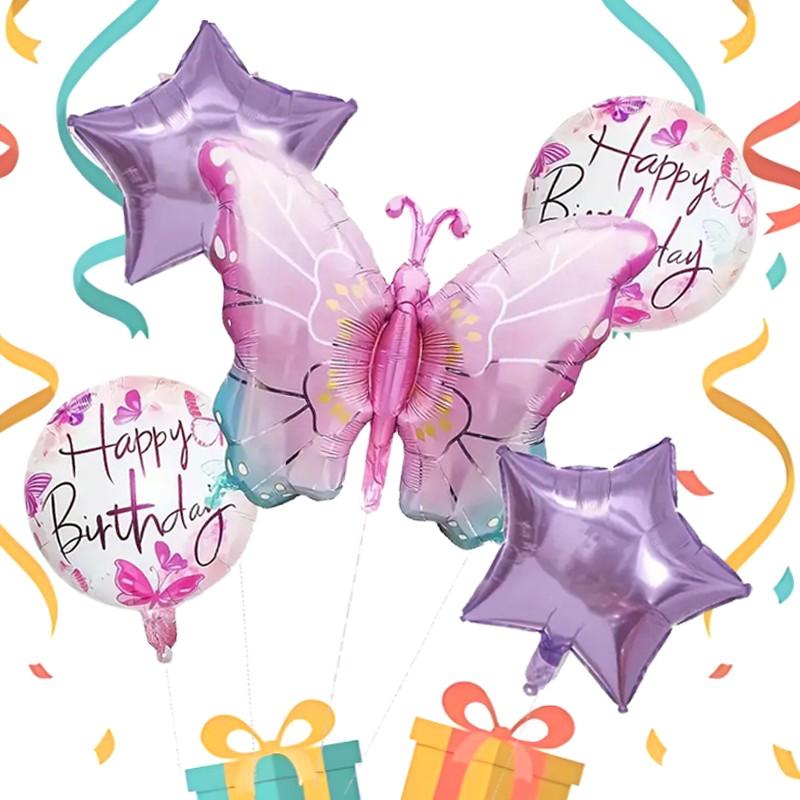 Dreamy Butterfly Star Foil Balloons, Assorted Styles Kit for Wedding, Birthday, Holiday Events, Backdrop Decor