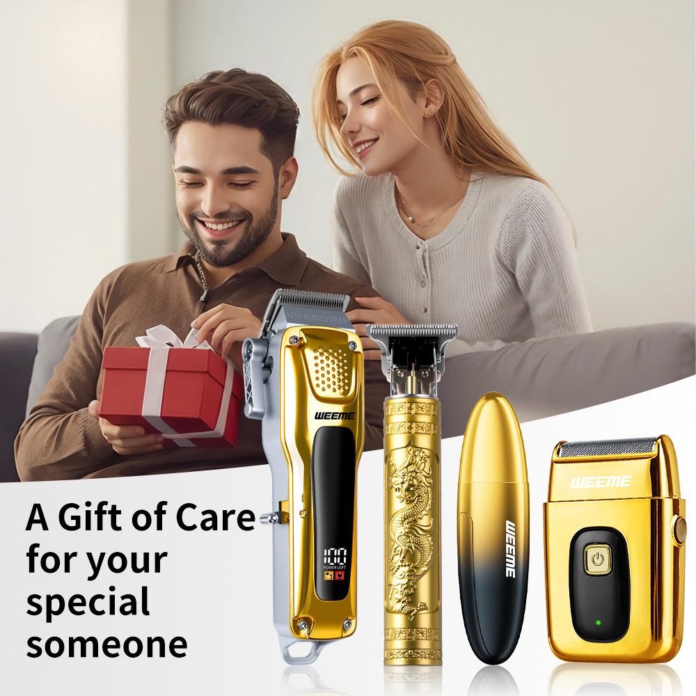 Weeme Men's Electric Hair Trimmer Set, Beard Trimmer Kit, Home Use, T-Shape Trimmer, Electric Razor, Nose Hair Clipper, Travel Portable, Cordless Rechargeable Trimmer