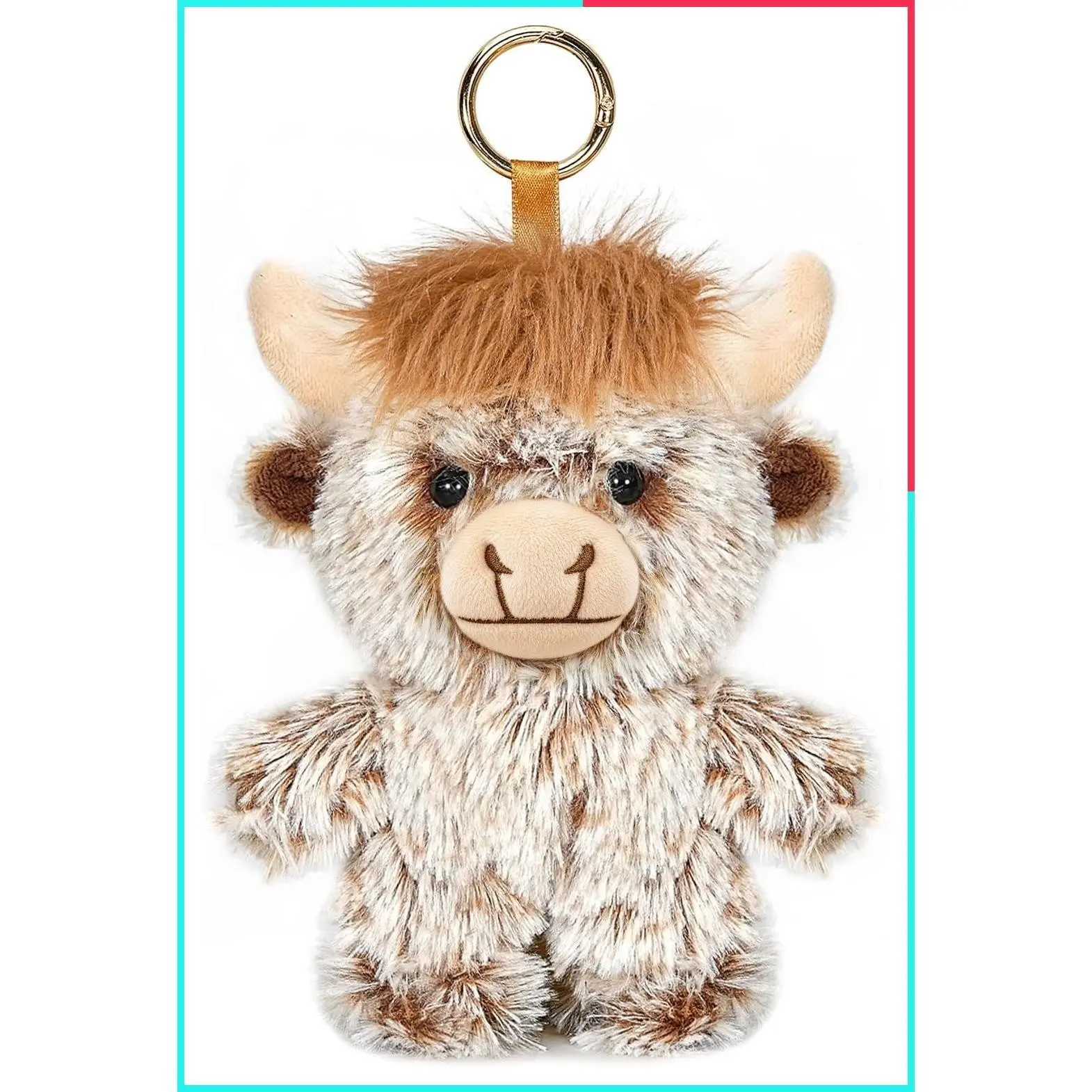 Cute Highland Cow Plush Keychain, Stuffed Animal Bag Charm Pendant for Backpack Handbag Purse, Birthday Gift for Kids, Adults & Animal Lovers