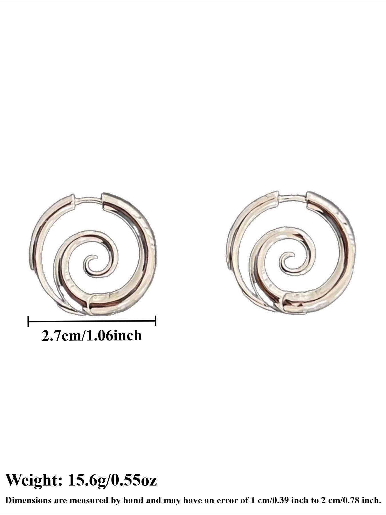 Fashion Geometric Spiral Circle Earrings, Simple Design Women Daily Commute Versatile Party Metal Earrings, Elegant Minimalist Earrings, Smooth Surface