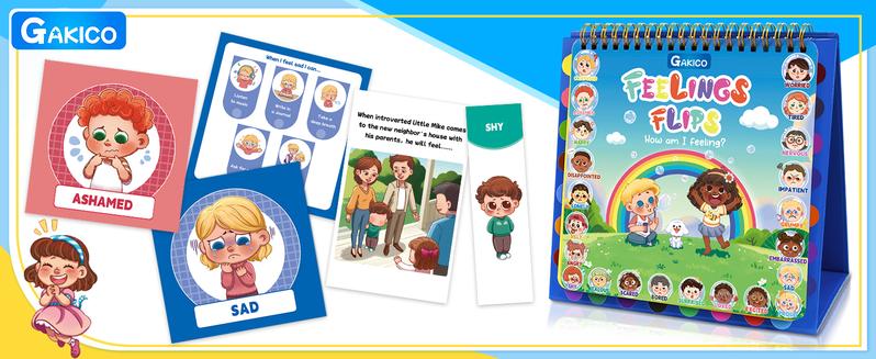 Feelings and Emotions Book for Young learners,22 Moods/Emotions,Understanding Emotions Toys,Social Emotional Flipbook,ADHD & Autism Learning Materials,Calm Down Corner Supplies,Suitable for teachers and parents