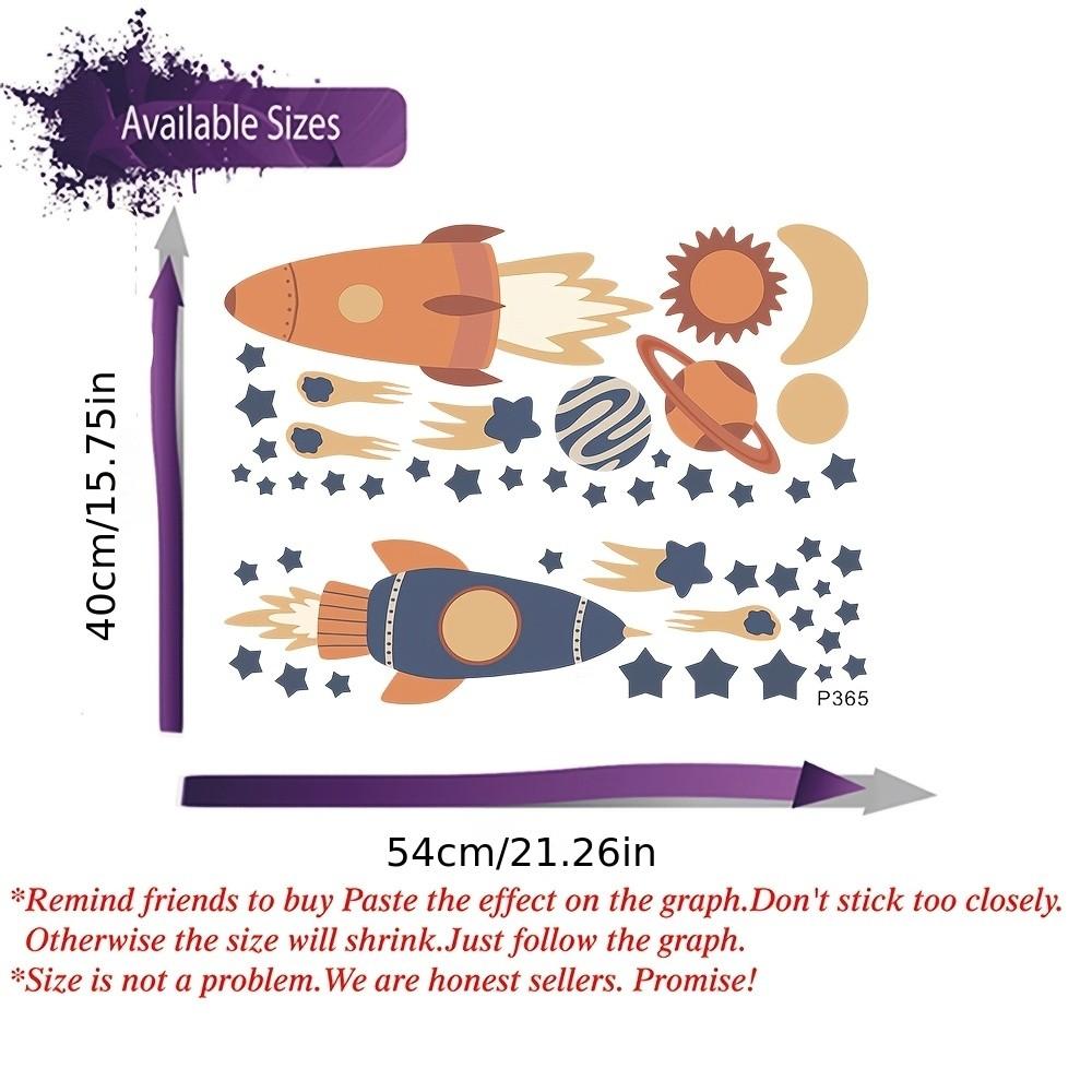 Cartoon Space Rocket Planet Wall Sticker, Galaxy Star Wall Decal, Perfect for Bedroom, Game Room, Living Room Home Decor