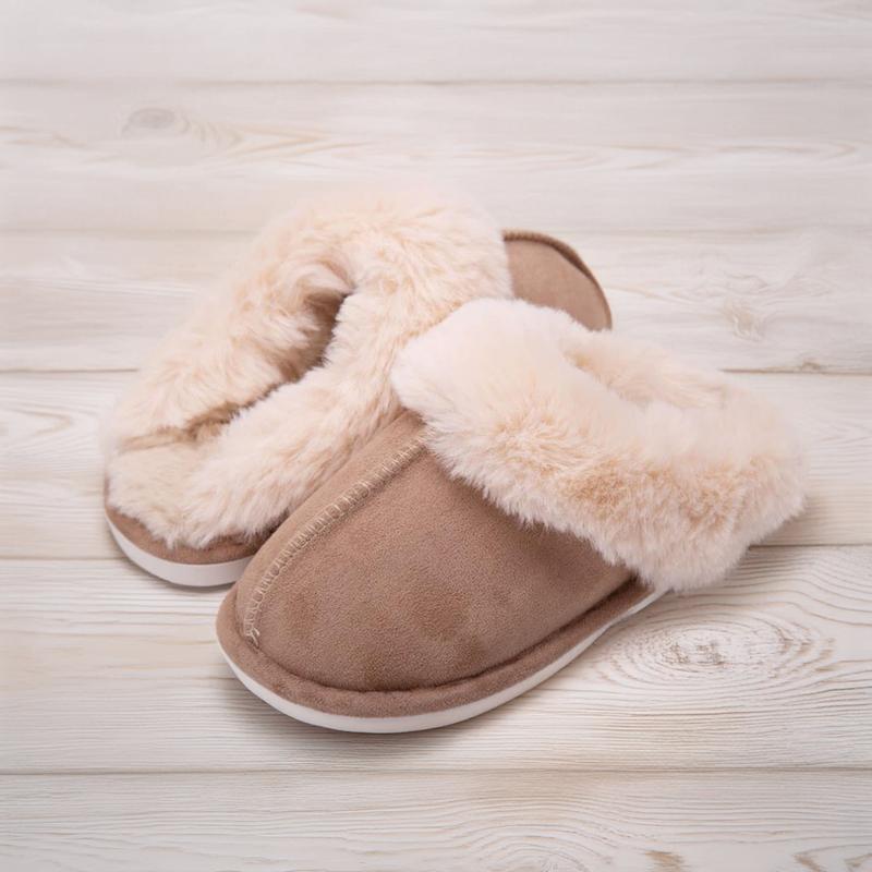 Warm Women's Plush Fleece-Lined Slip-On Moccasin with Fluffy Detail - Non-Slip Winter Home Slippers on Flat Platform Sole. So Cozy! Springfresh