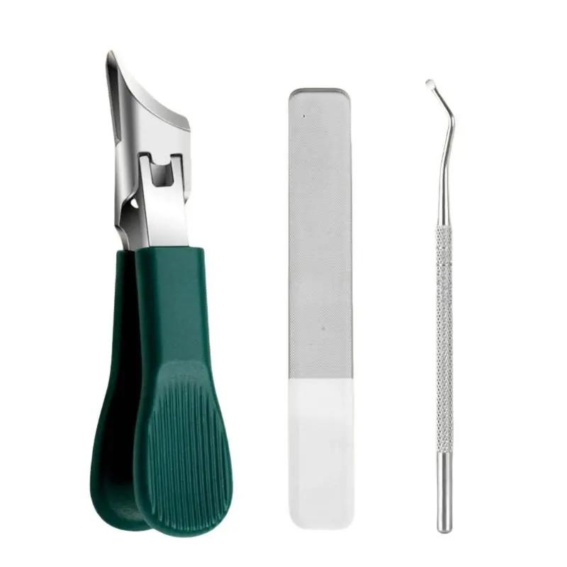 Nail Clipper Set, 3 Counts/set Multifunctional Large Opening Anti-splash Nail Clipper with File, Professional Manicure & Pedicure Tool, Nail Manicure Kit
