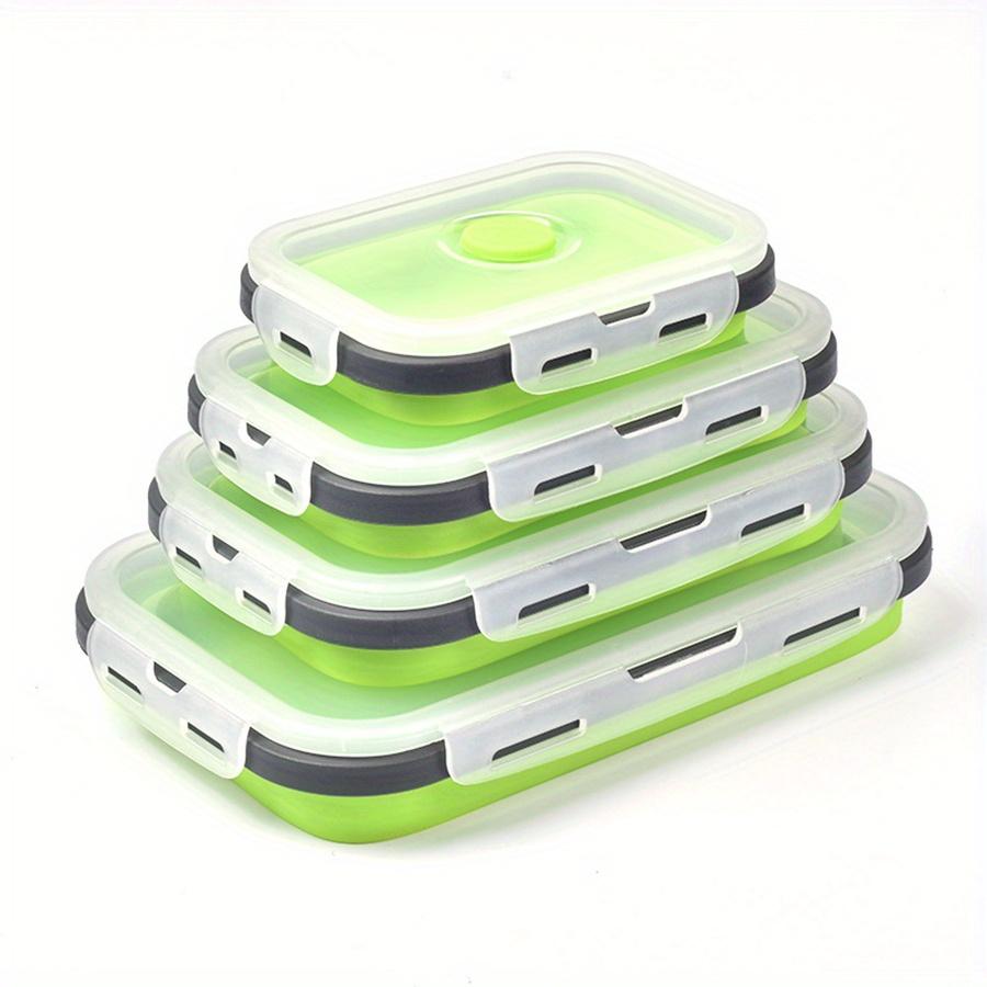 Silicone Collapsible Lunch Box Set, Space-Saving Design with Lids, Portable & Multi-size Containers for School, Office, & Travel