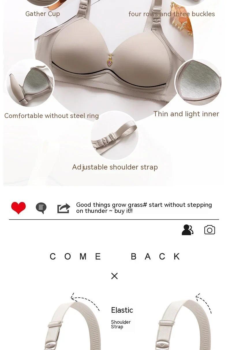 Women's Minimalist 6-Pack Wire-Free Mom Bras, Breathable Supportive Thin Glossy Non-Magnetic Plus-Size Clothes, Lady-Focused Comfortable Underwear for Curvy Figures