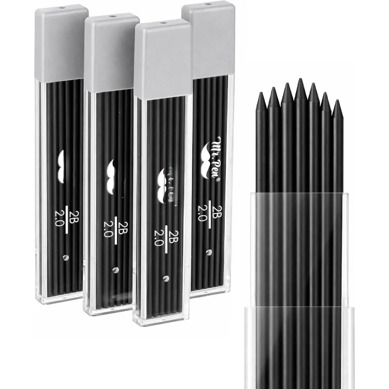 - 2.0 mm Lead Refills, 48 Pack (12 per Tube), Black, 90 mm Length | Bold 2 mm Mechanical cil Leads for Construction, Woodworking & Drafting, Break & Smudge Resistant