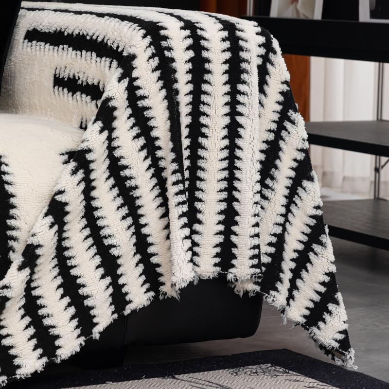 Geometric Stripe Sofa Soft Warm Throw, Modern Minimalist Style, All-Season Comfort, Pet-Friendly Washable, Multiple Colors & Sizes Available