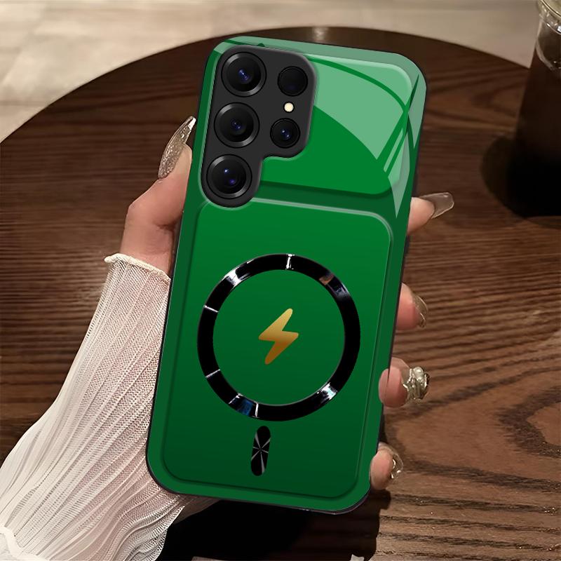 Lightning Bolt Design Gloss MagSafe Compatible Shockproof Protective Cover with Precision Magnet Ring for [Galaxy S25 Ultra] 952