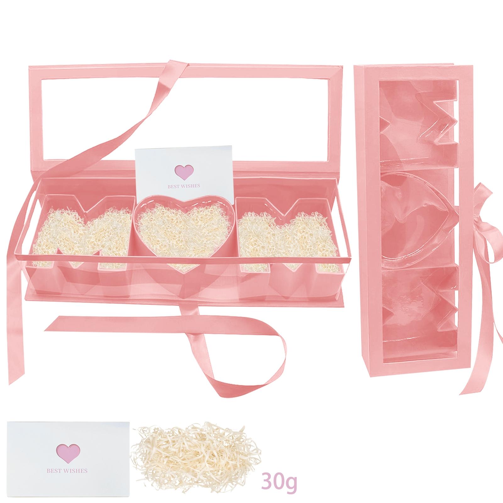 2 Pack Mother's Day Empty Flower Box Empty Gift Box Cardboard Letter Shaped Fillable Chocolate Strawberry Flower Gifts for Mother's Day