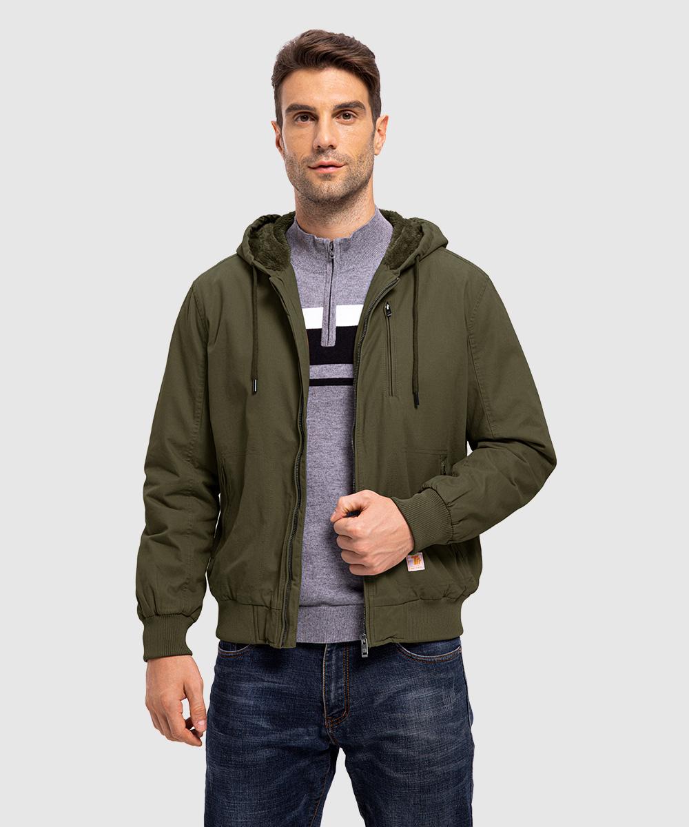 TBMPOY Men's Warm Full Zip Work Cotton Jacket