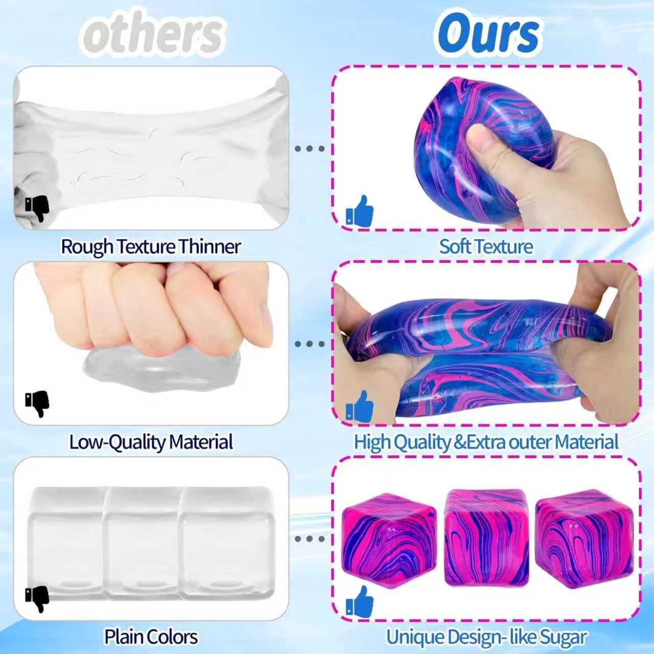 Anxiety-Relieving Squeeze Toy, Stress-Relief Fidget Cube, Substantial & Tactile Sensory Toy, Unique Swirled Color Design, Suitable for Adults & Children, Candy-Themed Stress Ball