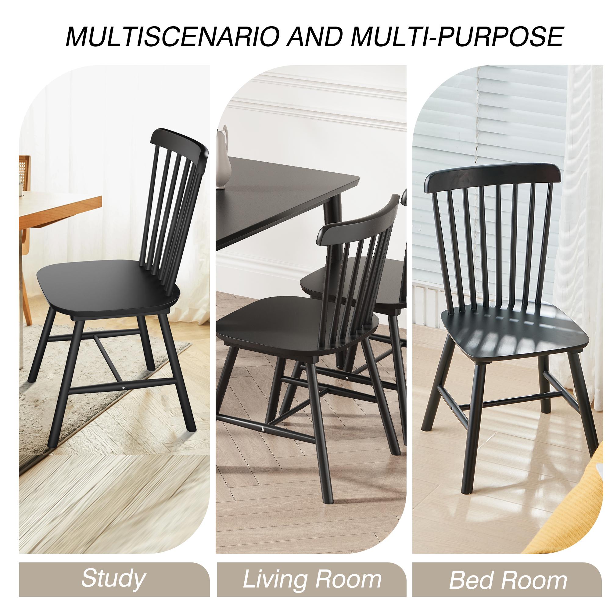 Modern Spindle-Back Wooden Dining Table Chairs Set of 2/4, Farmhouse Country Style Indoor Furniture for Kitchen, Dining Room Modern Spindle-Back Wooden Dining Table Chairs Set of 2/4, Farmhouse Country Style Indoor Furniture for Kitchen, Dining Room