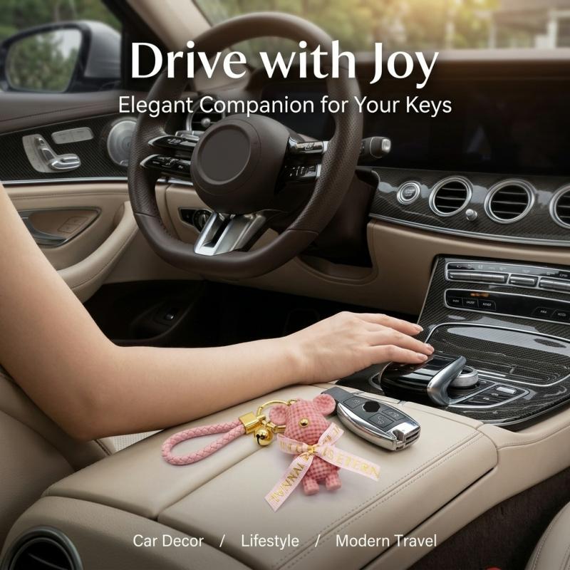 Creative cartoon girl-themed wool teddy bear keychain for couples, car bag pendant, small hanging piece, fashionable gift