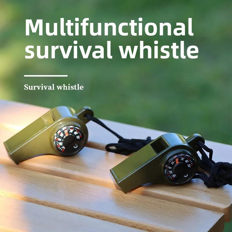 Multi-Function Safety Whistle - Loud High-Decibel Alarm, Compass & Thermometer for Camping, Hiking, Outdoor Adventures
