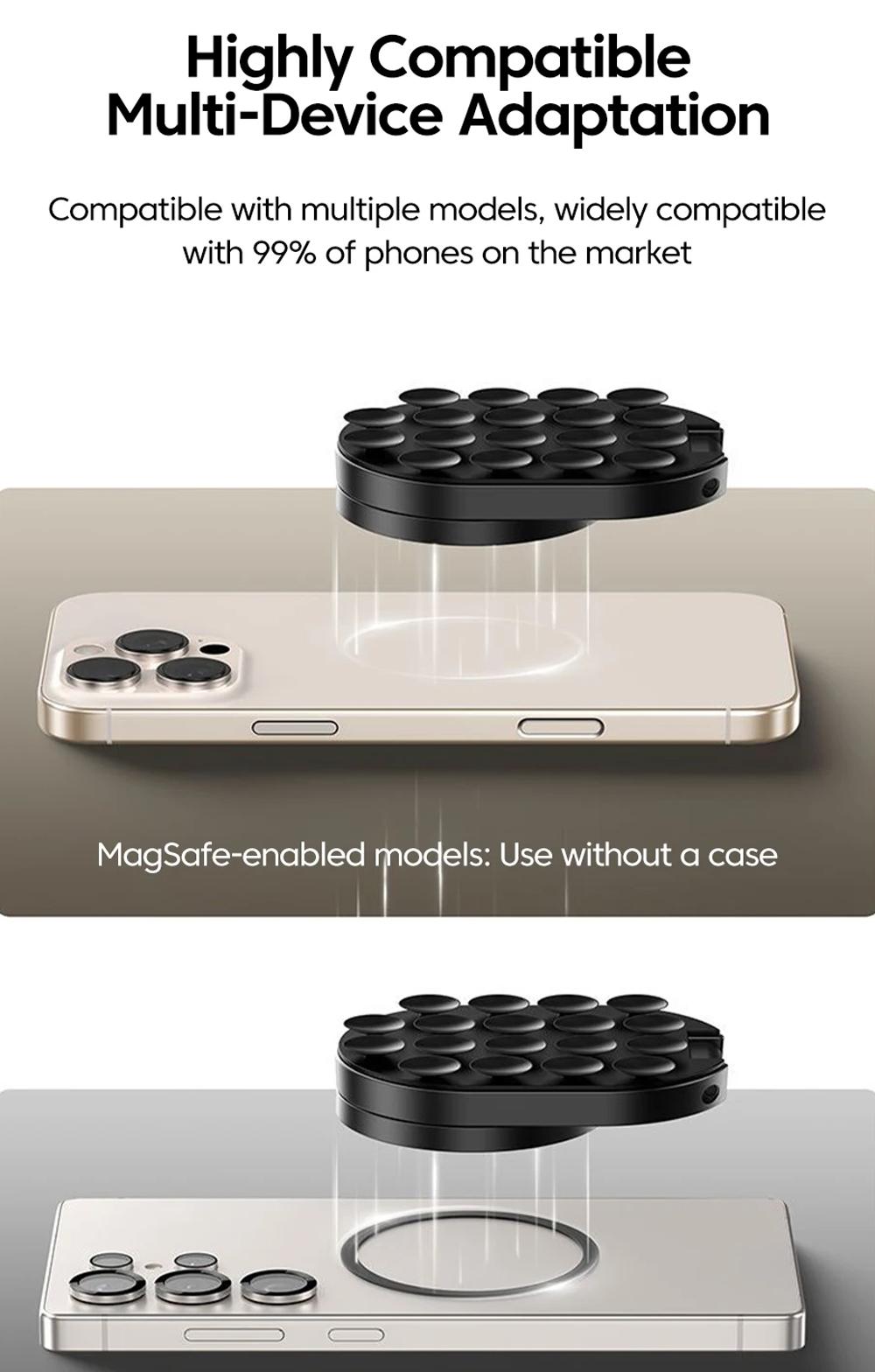 Three-in-One Magnetic Phone Stand, Multi-functional Foldable Portable Magnetic Adhesive Stand, Phone Desktop Wall Mount Stand, Finger Ring Magnetic Adhesive Stand, Foldable Rotating Three-in-One Multi-functional Phone Stand