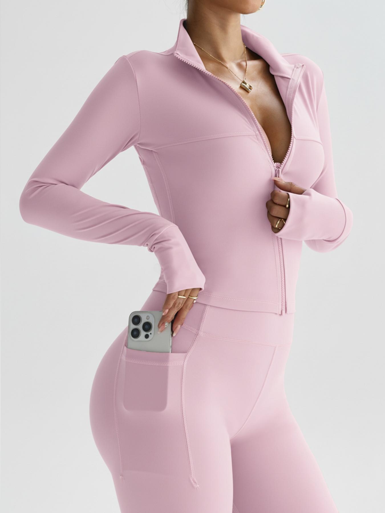 Women's High Stretch Quick-Dry Breathable Long Sleeve Top and Wide Leg Pants Set, Sporty Plain Design, All Seasons Wear