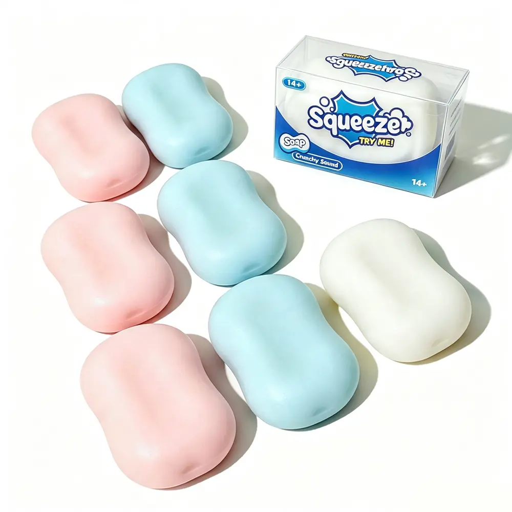 Crunchy Soap Ball Squishy Soap Stress Ball Kid Party Gift Office Fidgets Toy Relax Toy Cute Desk Fidget Round Blocks Filled ASMR Anti Stress Toys For Adults Sensory Pressure Release Birthday Gifts