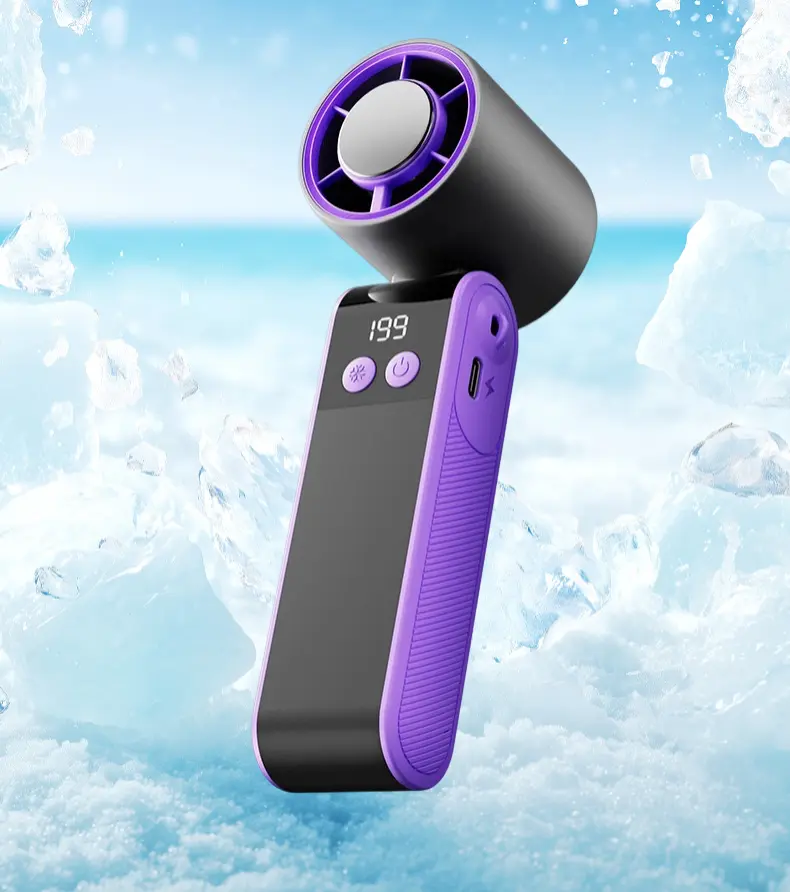 Fan Temperature Module 199-Speed Turbo Handheld Ice Compress Cooling Fan, USB Rechargeable ...