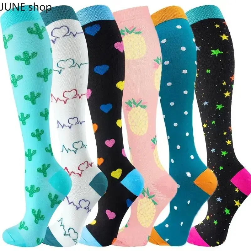 20‑30 Mmhg Compression Athletic Sports Socks For Men And Women, Fun‑Patterned High‑Tenacity Colorblock Crew Socks, Offers Circulation Support For Tired Legs, Ideal For Gym Workouts And Youth Athletic Activities,sohochic