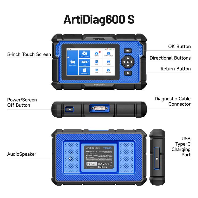 OBD2 Scanner TOPDON AD600S Scan Tool Code Reader Diagnostics Scanner ABS/SRS Car Automotive Vehicle