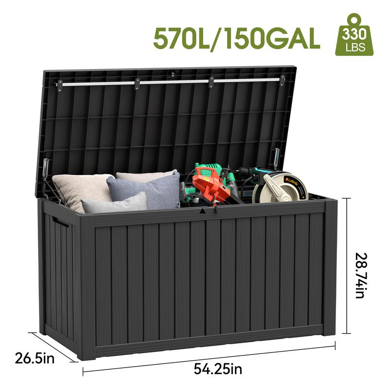 31/72/120/150/180/230 Gallon Resin Outdoor Storage Deck Box (padlock not included) – Waterproof, UV-Resistant, Multi-Functional Durable Plastic Organiser