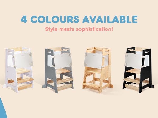 HARPPA Nordo Toddler Tower Montessori Adjustable  Kitchen , Toddler Stools Helper, Kitchen Tower with Learning Chalkboard & Protection Net, Toddler Gifts