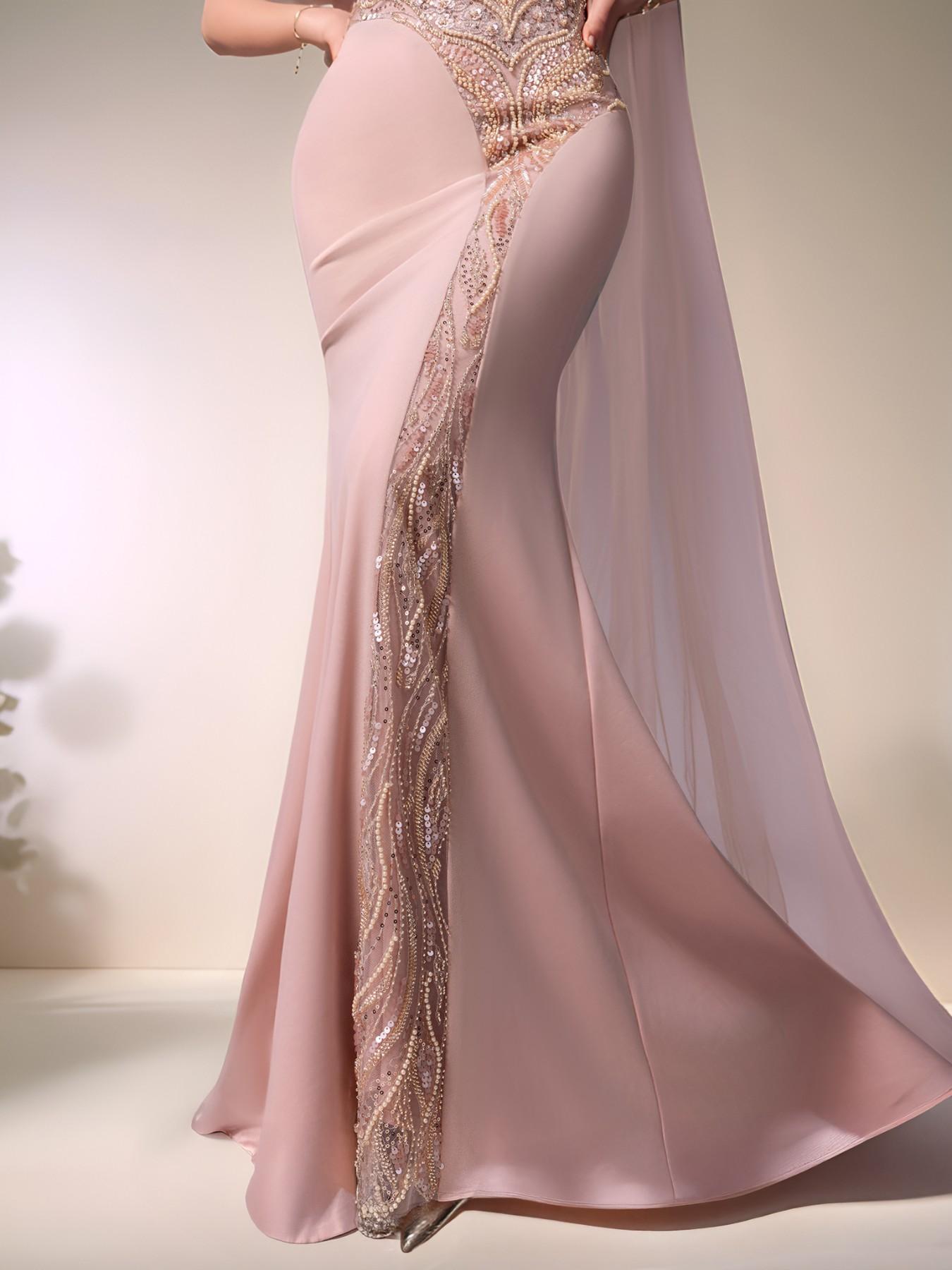 Elegant One-Shoulder Mermaid Dress with Sequins, Formal Evening Gown, Party Dress, Wedding Guest Dress, Slim Fit Long Dress, Evening Party Dresses