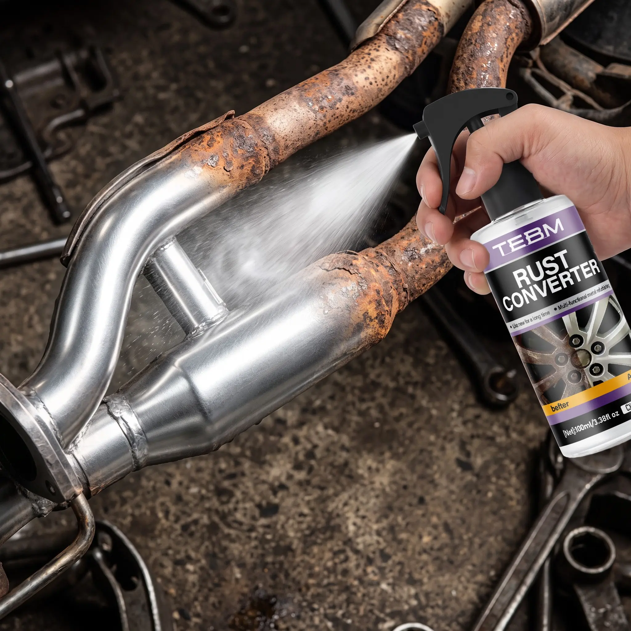 Car Metal Rust Remover Spray, Quick Rust Dissolver, DIY Friendly, Instant Rust Removal, No Scrubbing Needed, Restores Metal Like New