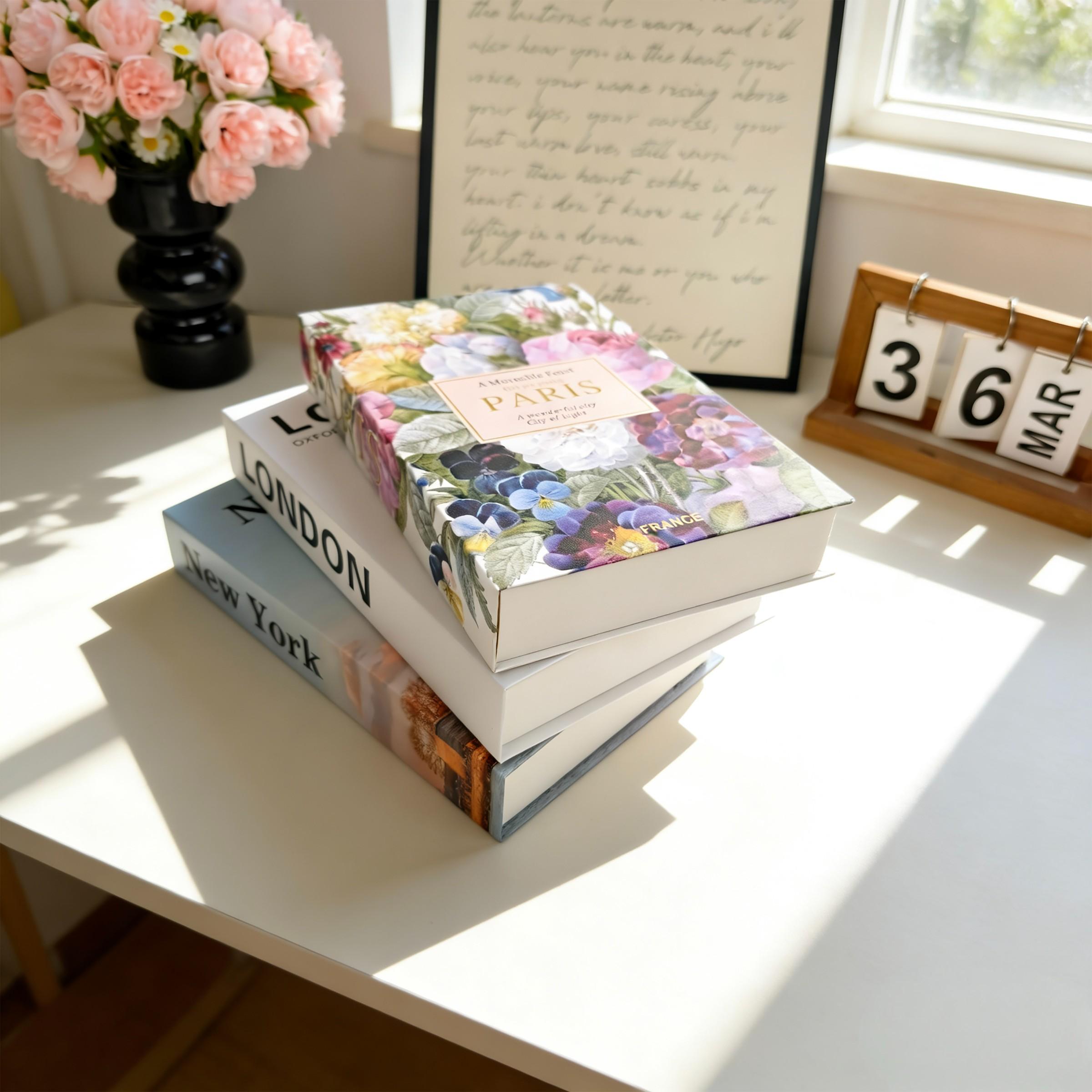 3pcs High-Quality Fake Book Decorations, Modern Minimalist Home Decoration, Creative Living Room Soft Furnishing, Desktop Stackable Book Display