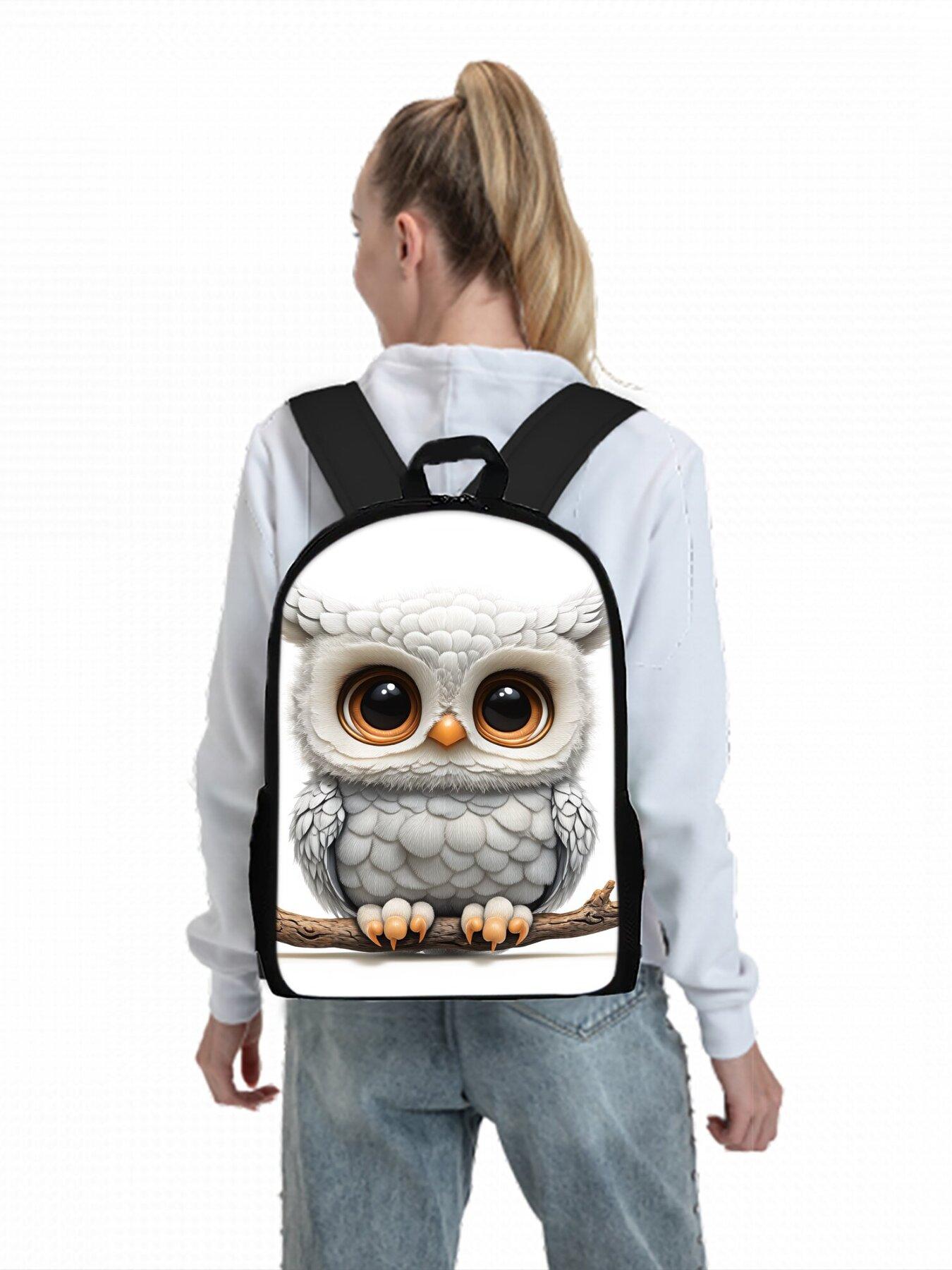 Cute Owl Print Single-layer Backpack