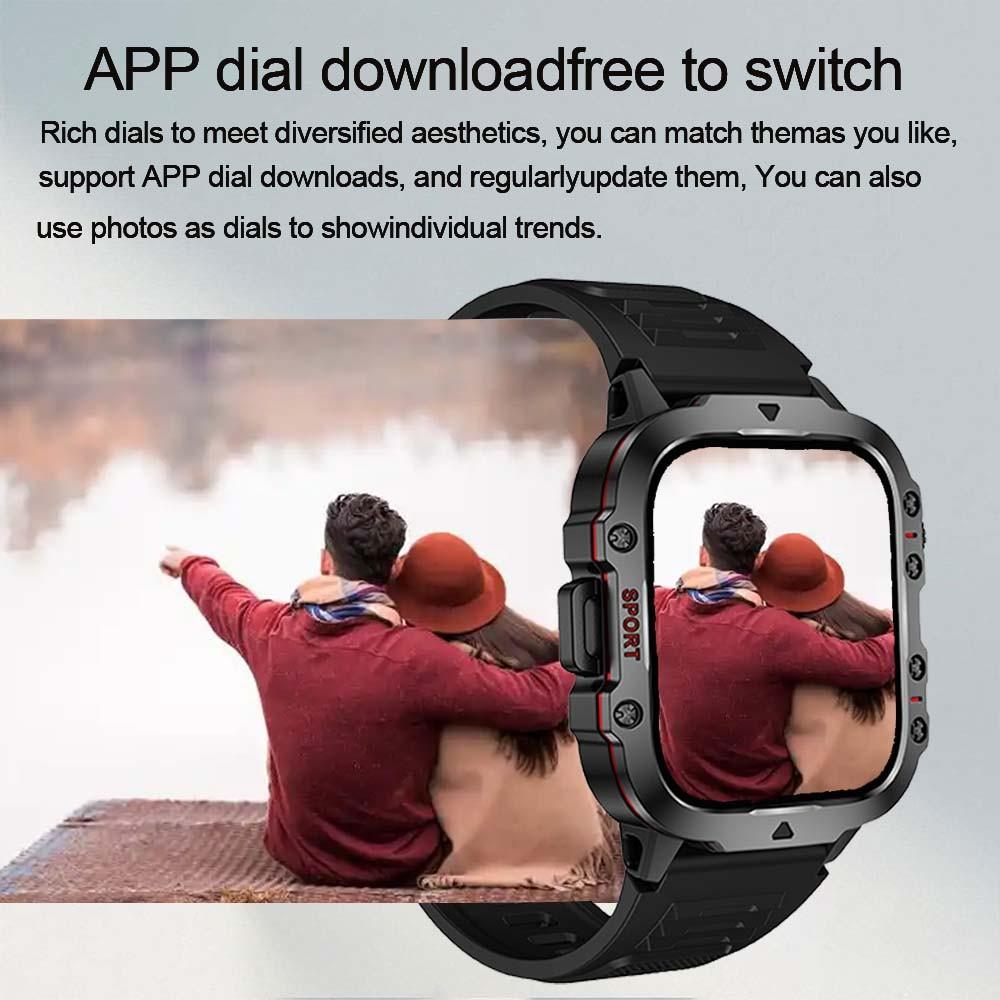 2.01 Inch Business Smart Watch Men Screen Wireless Calling/Dial Multi-Sport Modes Call & Message Alerts Custom Wallpaper LED Light Smartwatch Flashlight Compatible With IOS/Android