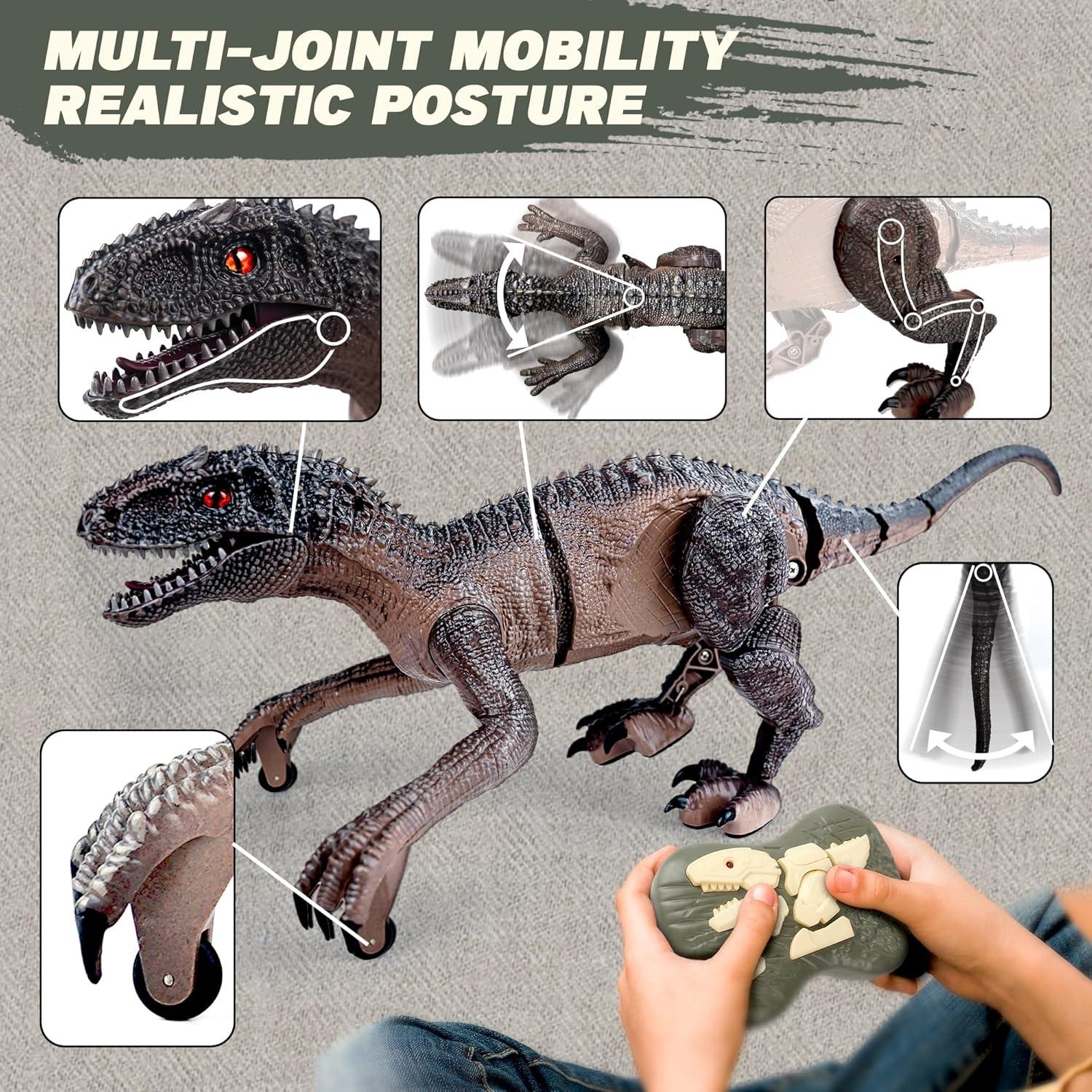 Realistic Remote Control Dinosaur Toy, Walking Smart Sound Light Tyrannosaurus Rex, Kids Birthday Christmas Gift, Requires 2 Aa Batteries