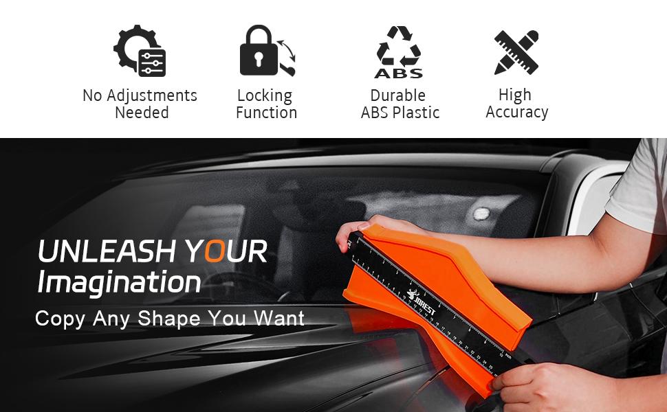 JOREST Connectable Contour Gauge (10+5 Inch), Gifts Ideas for Men Dad Handyman Husband Him, Shape Profile Duplicator with Lock, Outline Angle Measuring Tool, Template tool, Tile Flooring, Scribe Edge