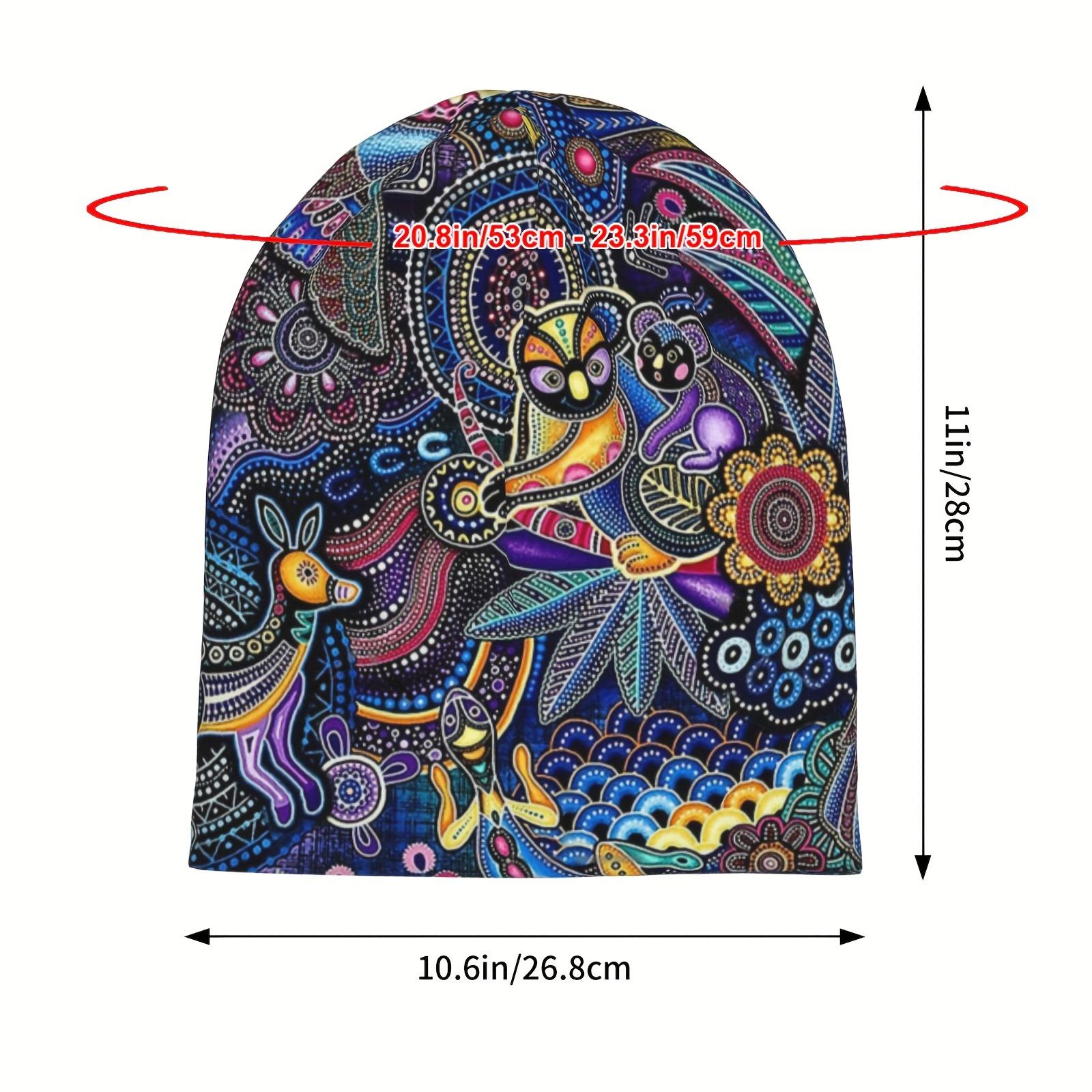 Vintage Artistic Koala Pattern Knit Skull Cap, Polyester and Elastane Beanie, Comfort Stretch Outdoor Cap Without Brim